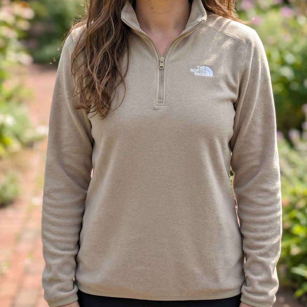 The North Face TKA 100 Fleece Quarter Zip‎ Pullover Tan Beige Mens L